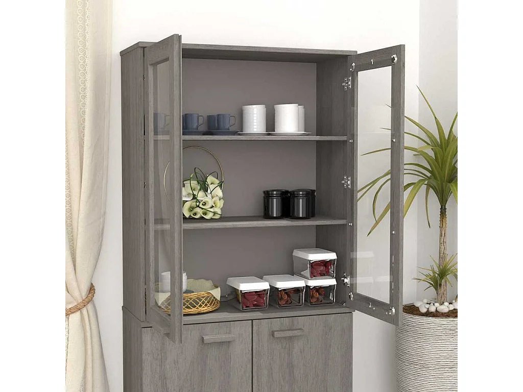 Dessus de buffet HAMAR Gris clair 85x35x100 cm Bois de pin