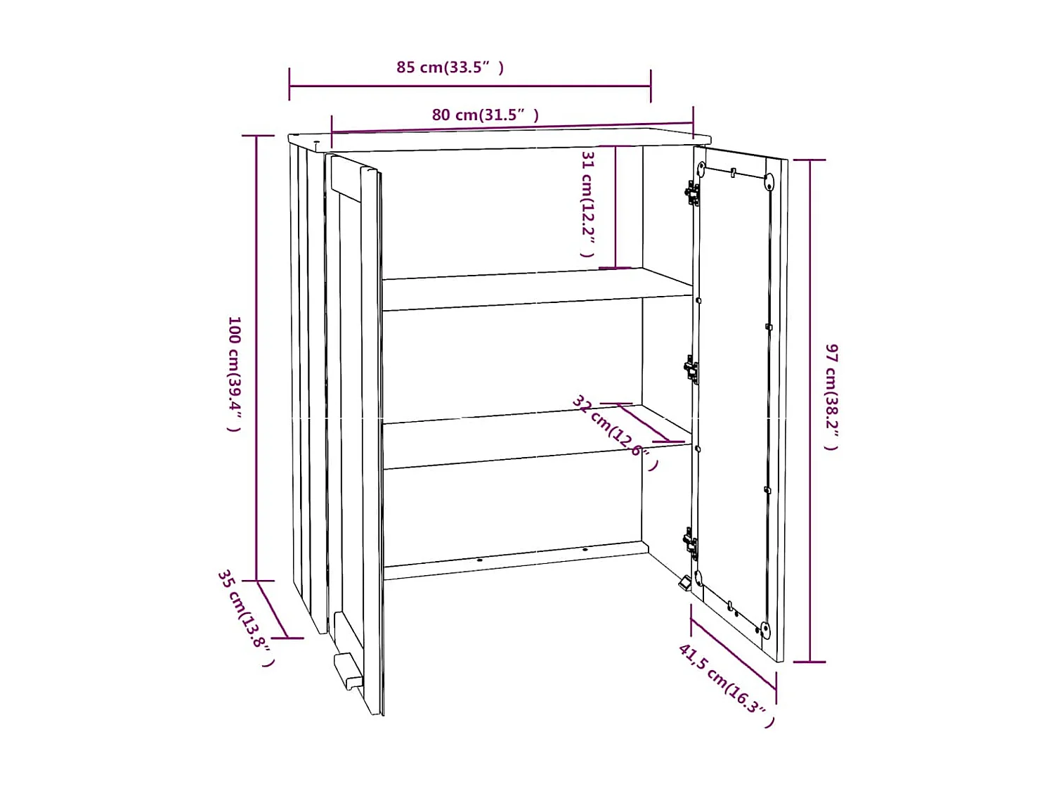 Dessus de buffet HAMAR Gris clair 85x35x100 cm Bois de pin