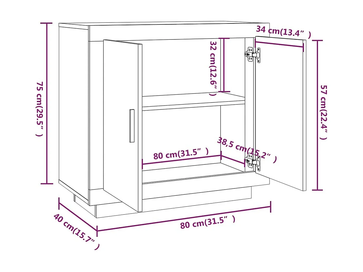 Sideboard Sonoma-Eiche 80x40x75 cm Holzwerkstoff