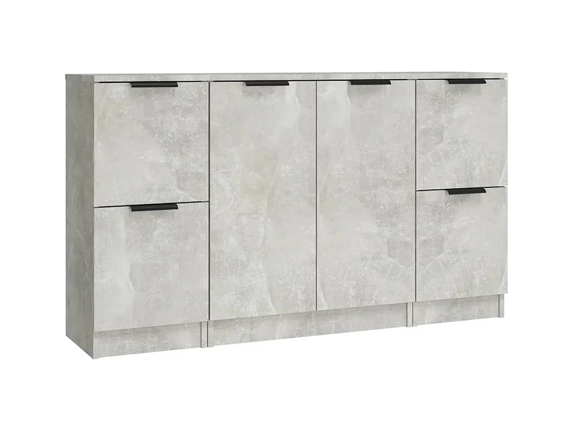 Buffets 3 pcs gris béton bois d'ingénierie