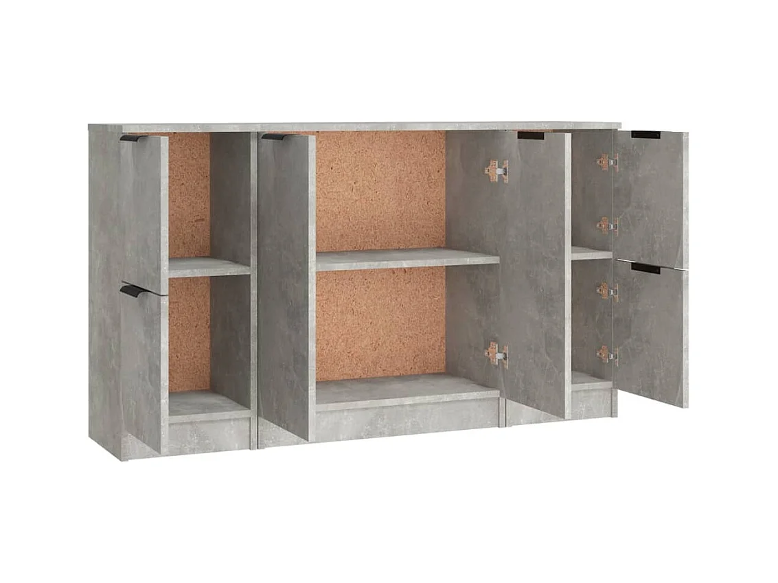 Buffets 3 pcs gris béton bois d'ingénierie