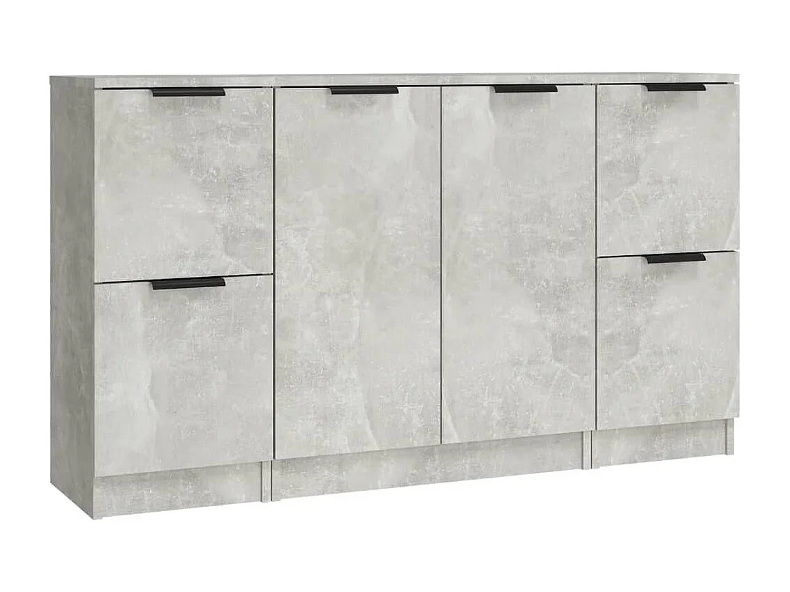 Sideboards 3 Stk. Betongrau Holzwerkstoff