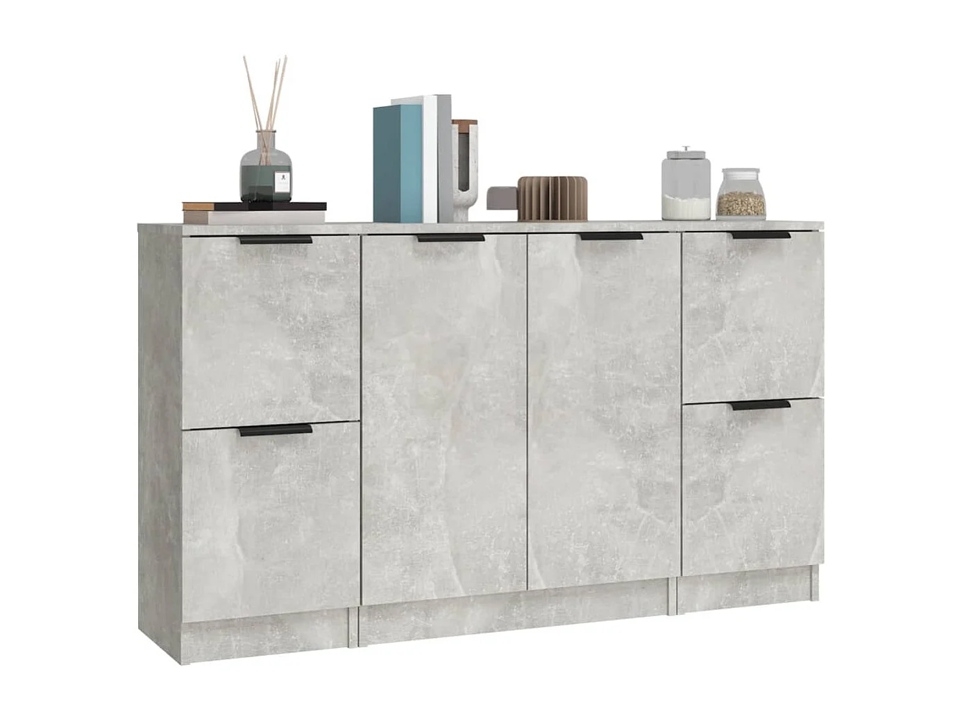 Sideboards 3 Stk. Betongrau Holzwerkstoff