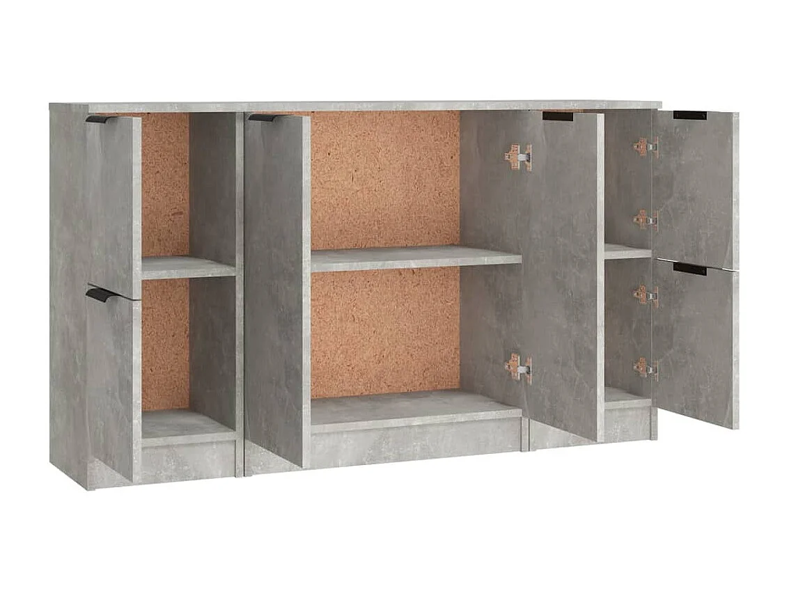 Sideboards 3 Stk. Betongrau Holzwerkstoff