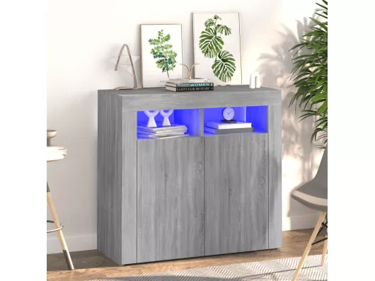 Kauf Unique Sideboard mit LED-Beleuchtung Grau Sonoma 80x35x75 cm