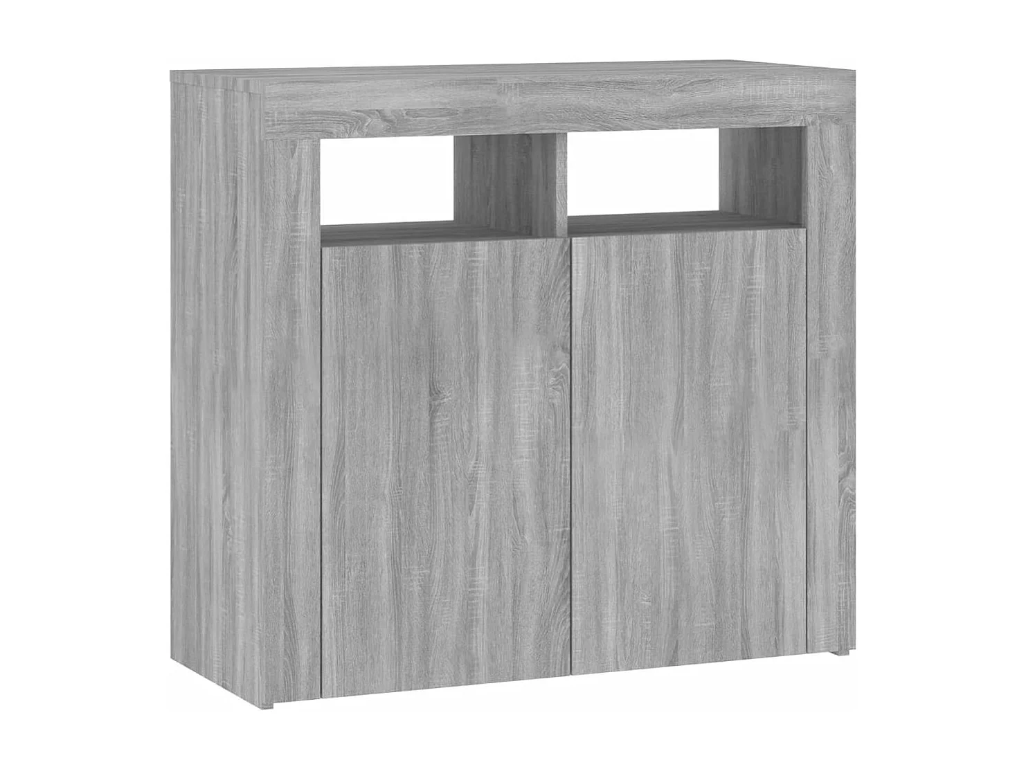 Aparador com luzes LED 80x35x75 cm cinzento sonoma