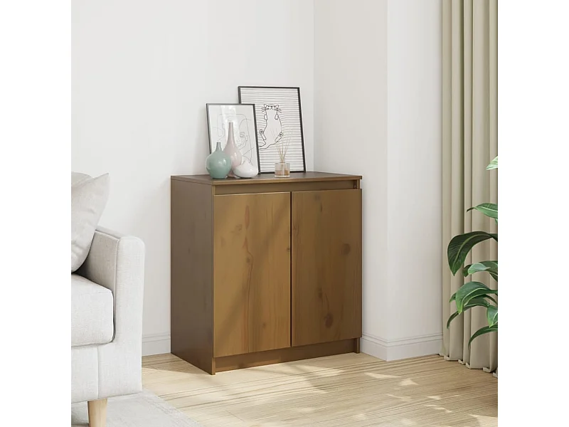 Beistellschrank Honigbraun 60x36x65 cm Massivholz Kiefer