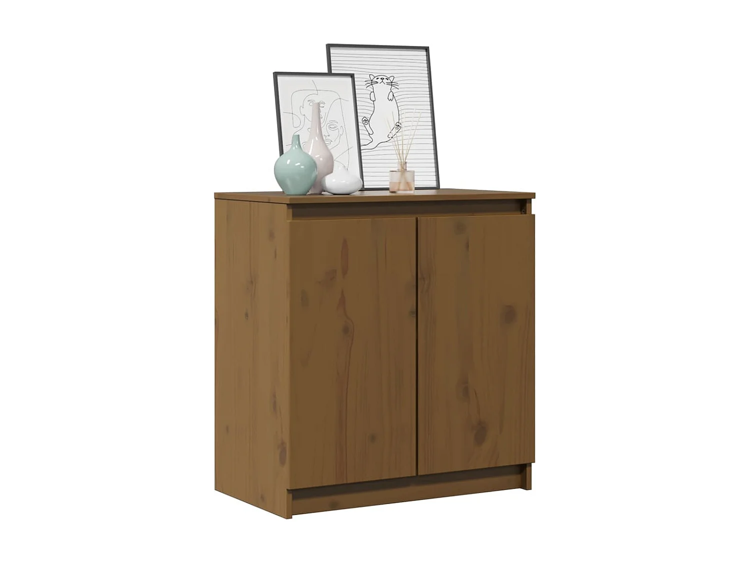 Armario auxiliar madera maciza de pino marrón miel 60x36x65 cm
