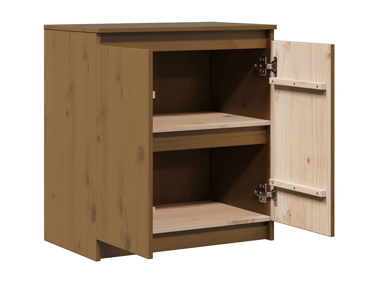 Armario auxiliar madera maciza de pino marrón miel 60x36x65 cm