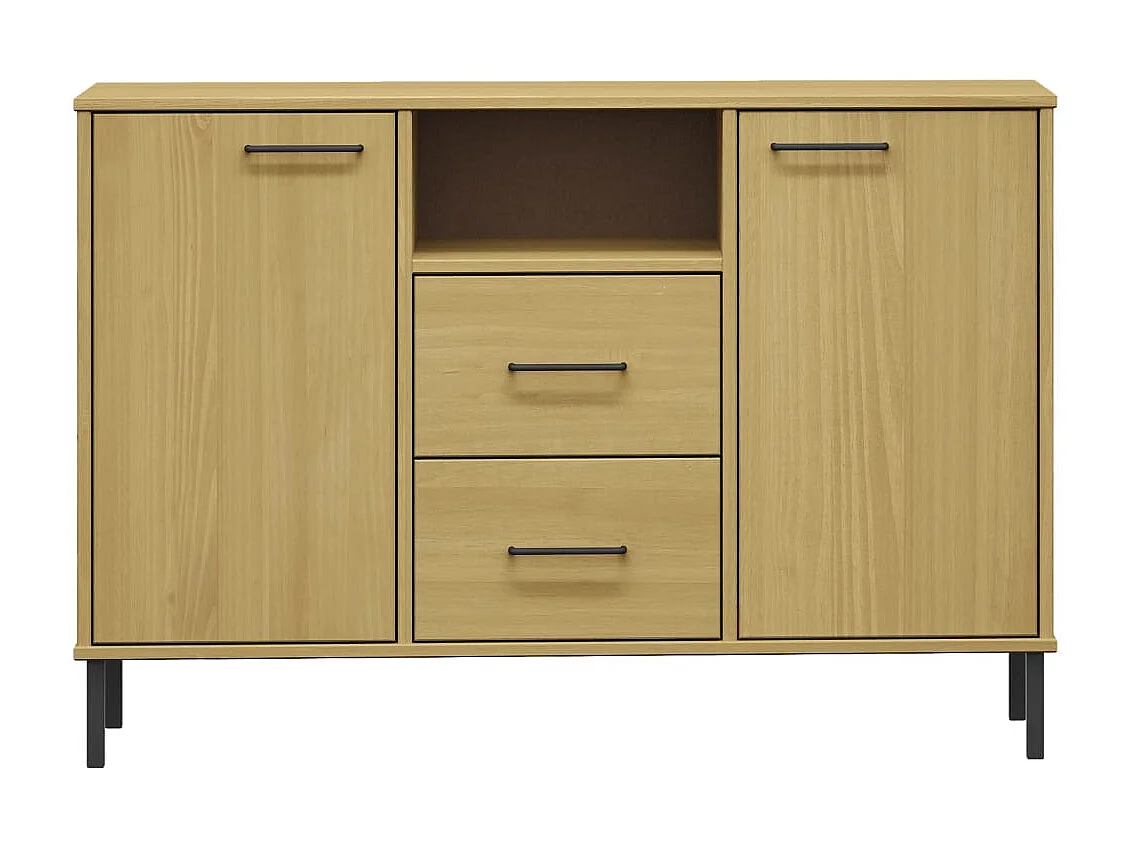 Buffet avec pieds en métal Marron 113x40x77 cm Bois massif OSLO