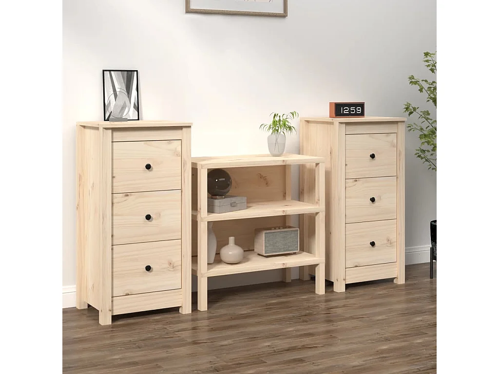 Buffets 2 pcs 40x35x80 cm bois massif de pin