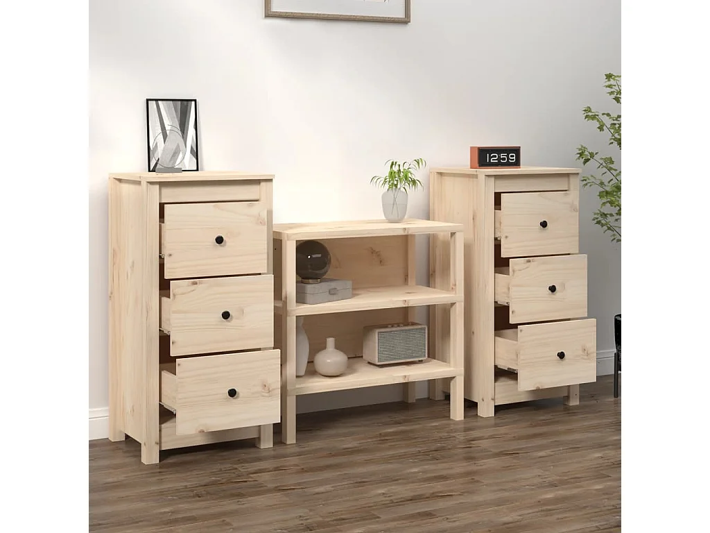 Buffets 2 pcs 40x35x80 cm bois massif de pin