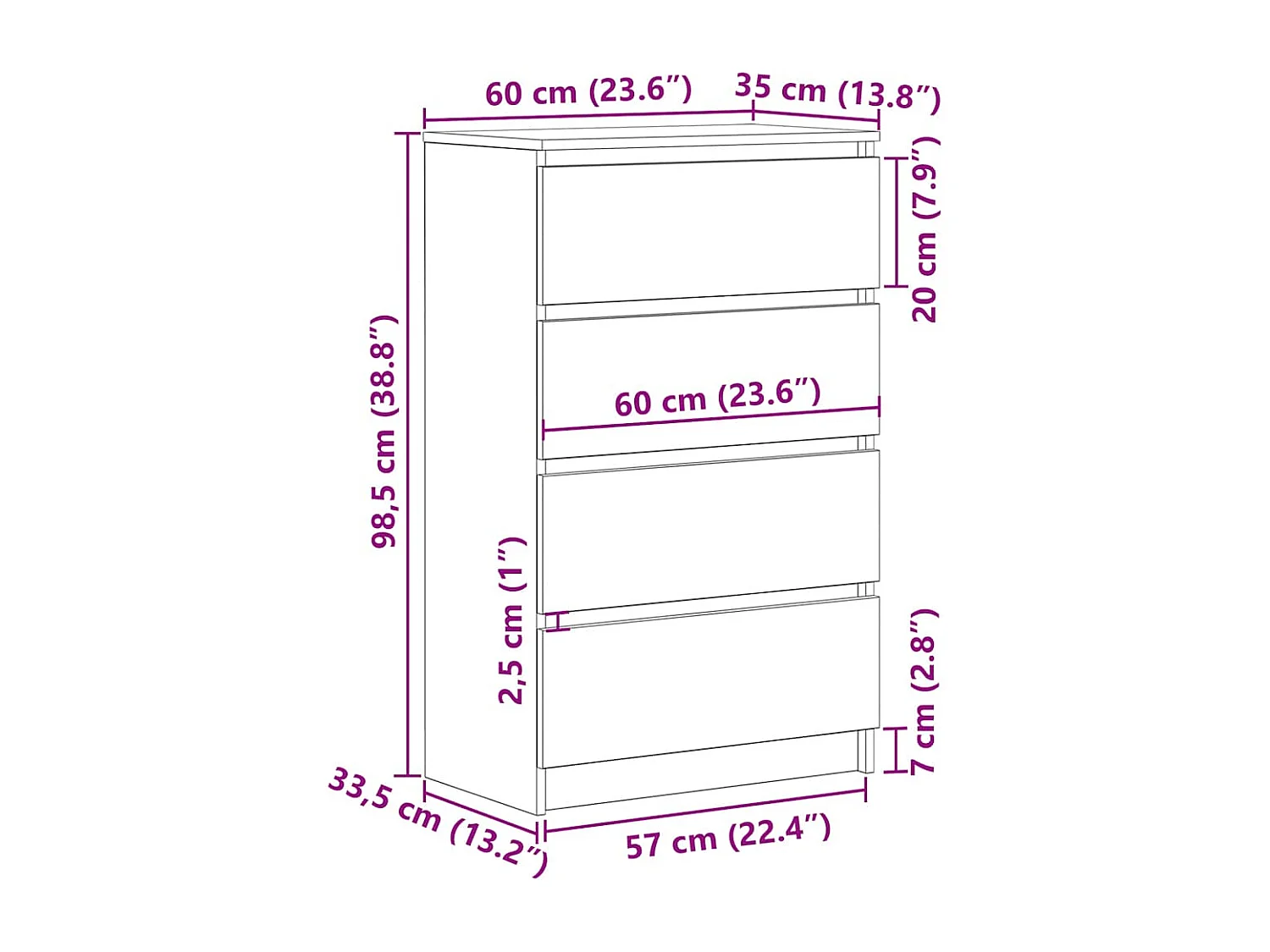 Buffet Chêne sonoma 60x35x98,5 cm Bois d'ingénierie