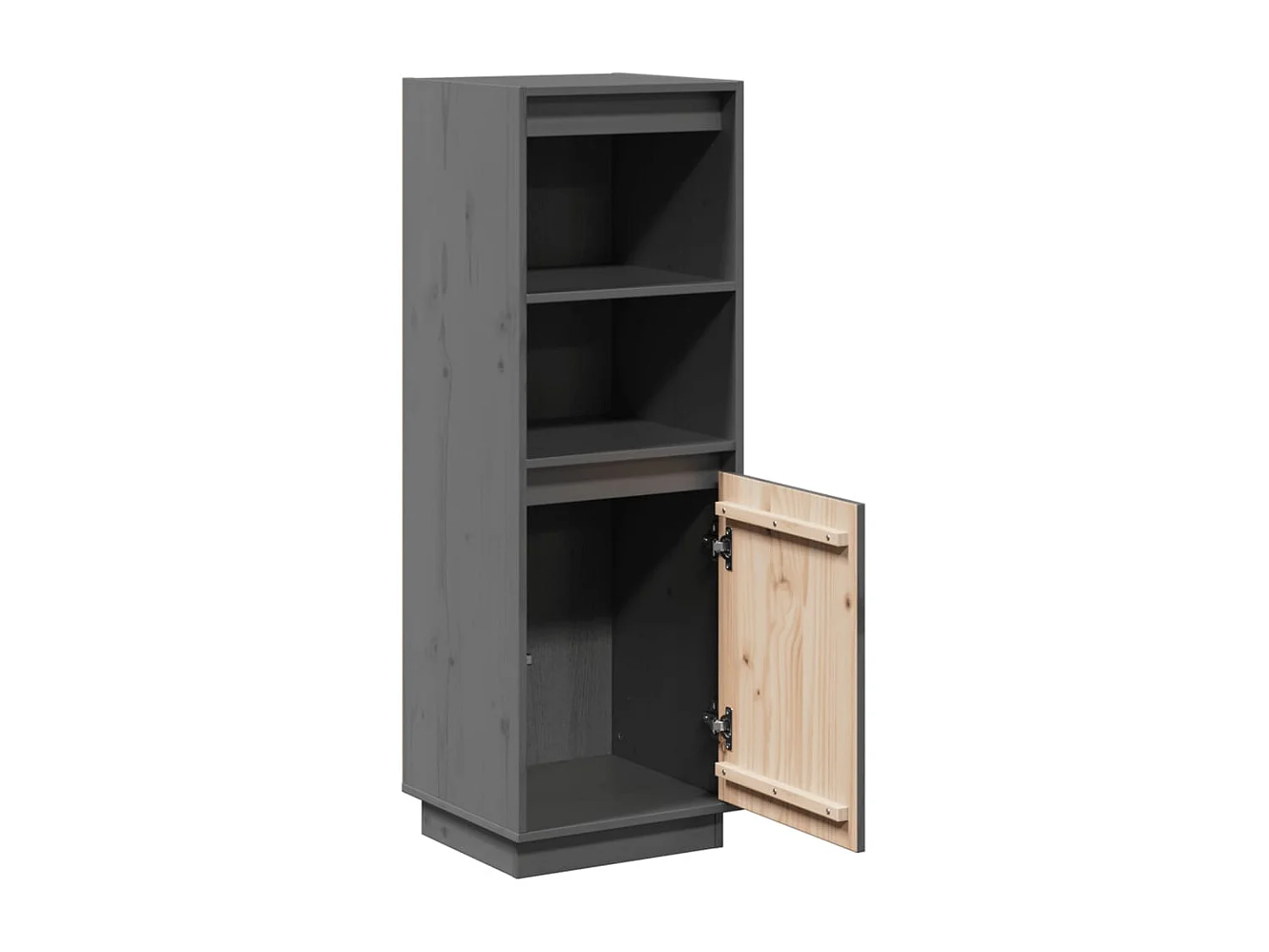 Highboard Grau 37x34x110 cm Massivholz Kiefer