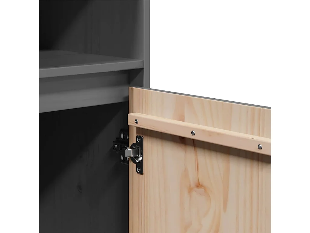 Highboard Grau 37x34x110 cm Massivholz Kiefer