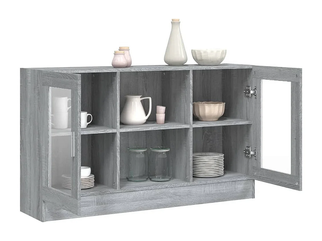 Vitrina madera contrachapada gris Sonoma 120x30,5x70 cm