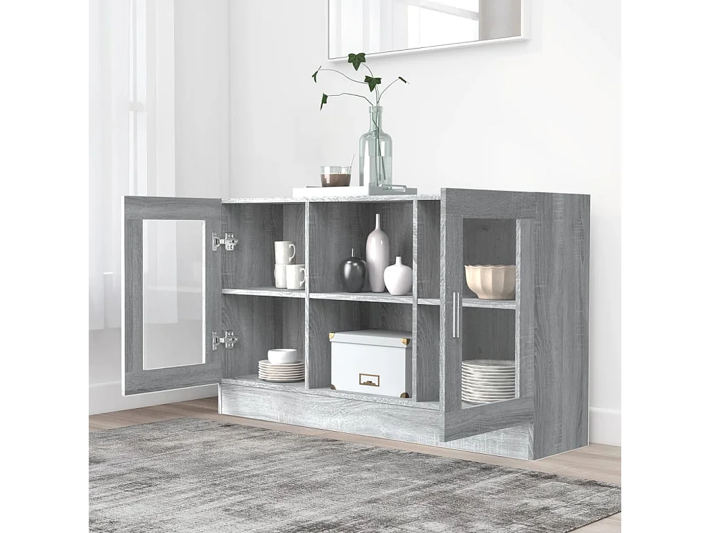 Vitrina madera contrachapada gris Sonoma 120x30,5x70 cm