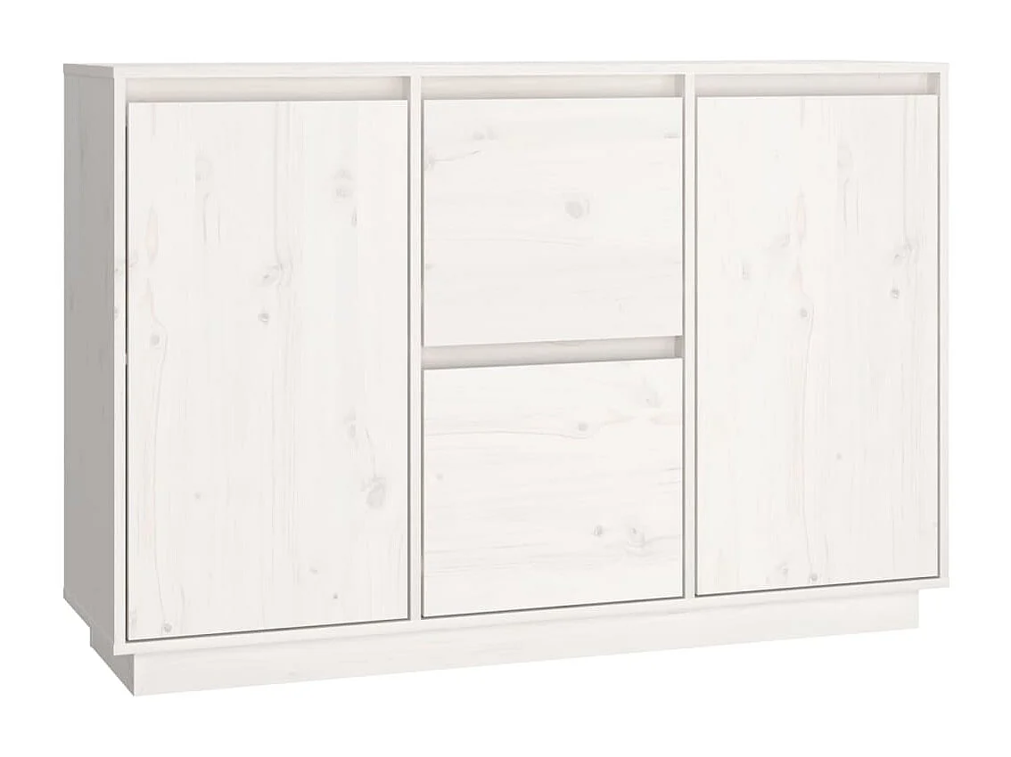 Buffet Blanc 111x34x75 cm Bois massif de pin