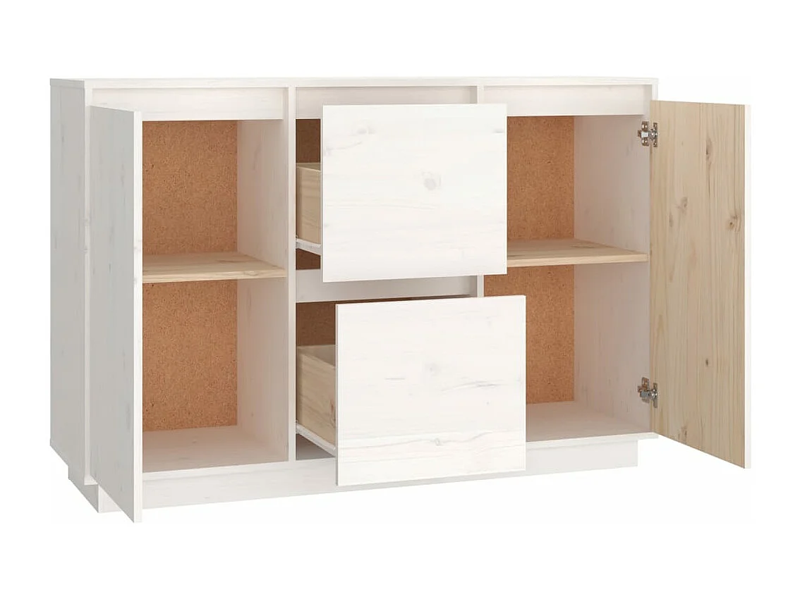 Buffet Blanc 111x34x75 cm Bois massif de pin
