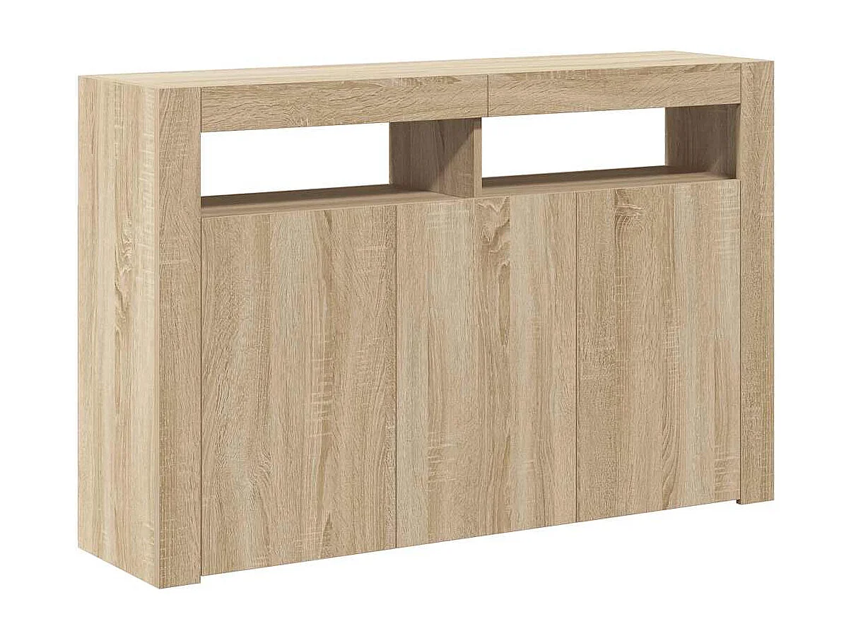 Aparador con luces LED roble Sonoma 115,5x30x75 cm