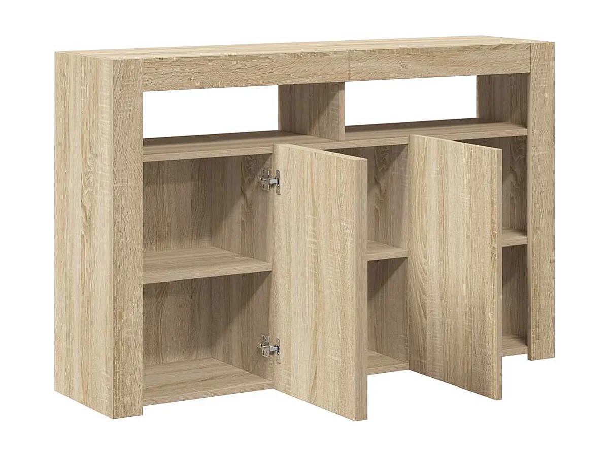 Aparador con luces LED roble Sonoma 115,5x30x75 cm