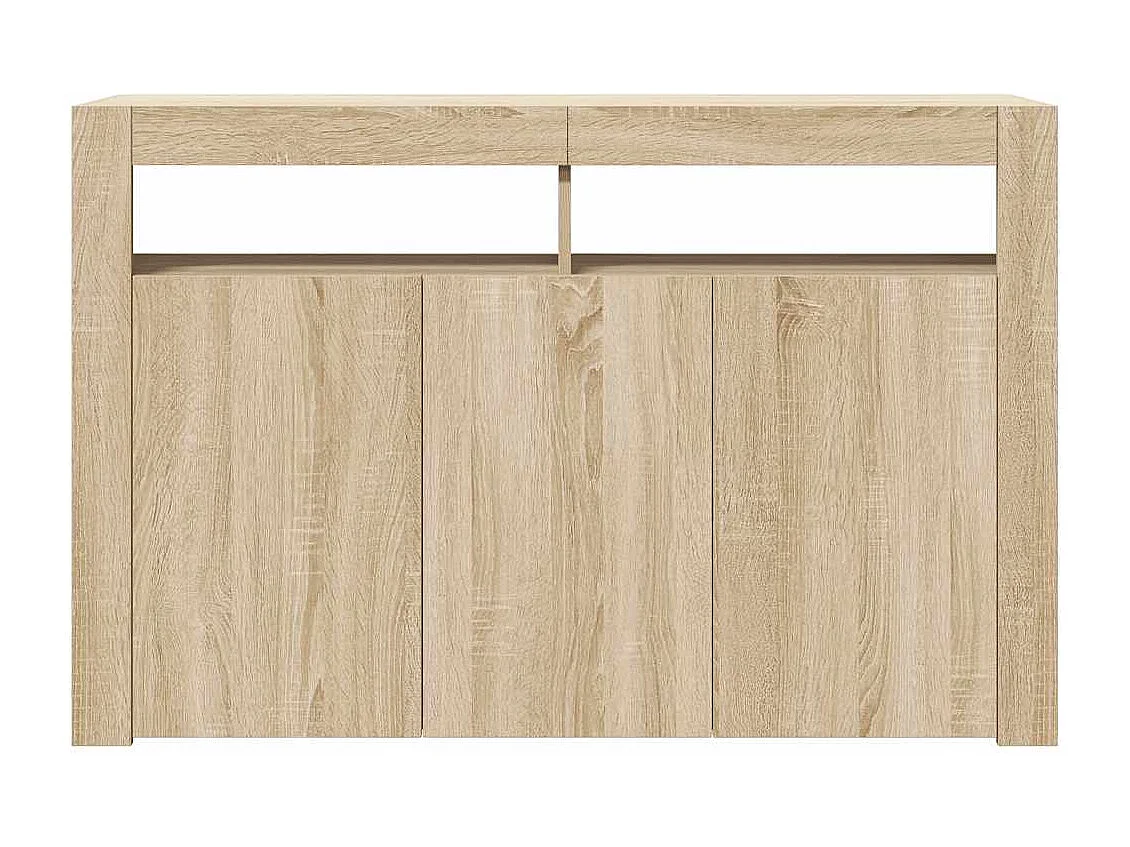 Aparador con luces LED roble Sonoma 115,5x30x75 cm