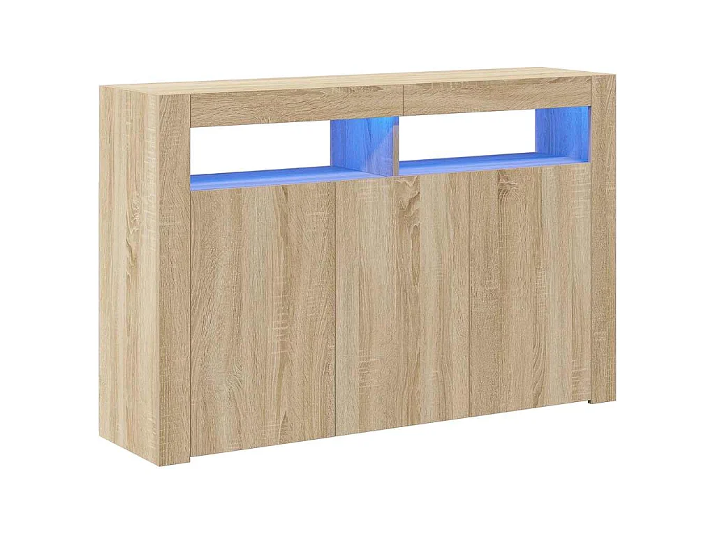 Credenza con Luci LED Rovere Sonoma 115,5x30x75 cm