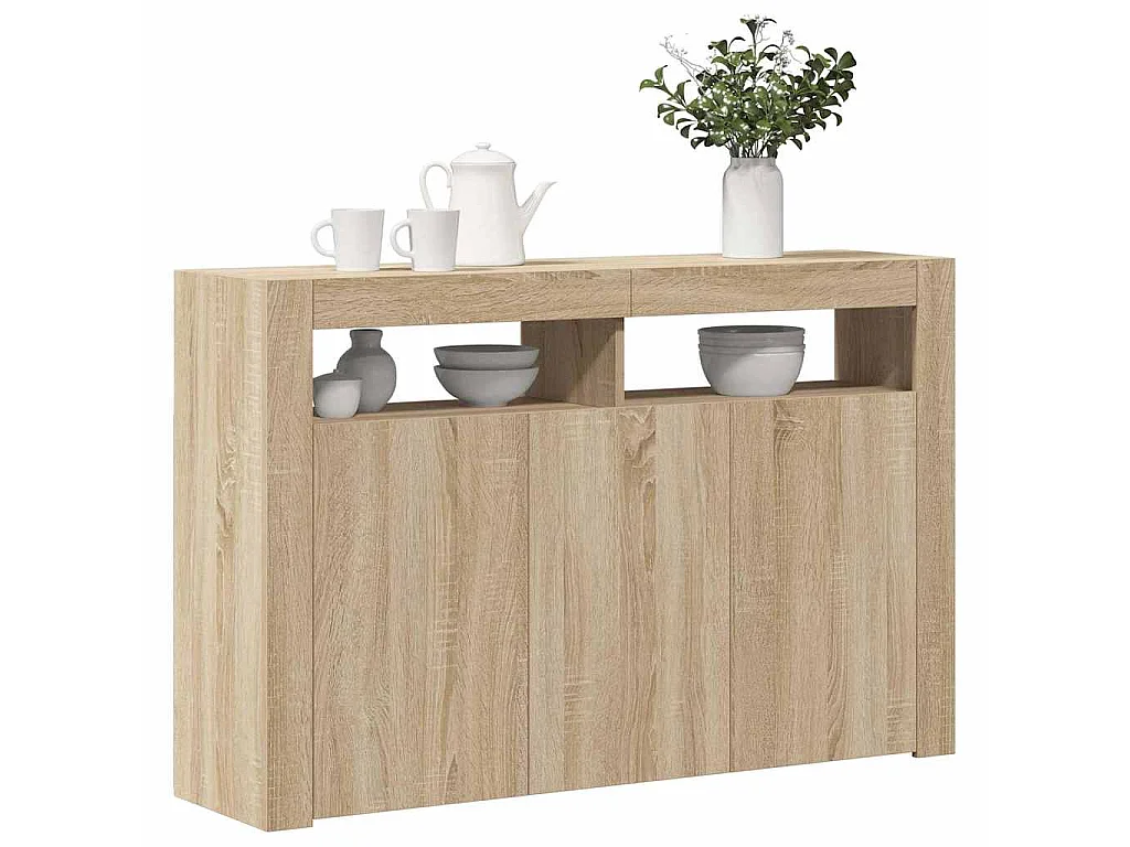 Credenza con Luci LED Rovere Sonoma 115,5x30x75 cm
