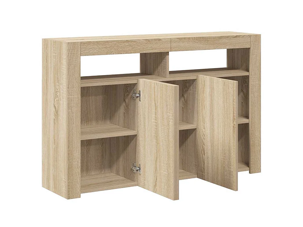 Credenza con Luci LED Rovere Sonoma 115,5x30x75 cm