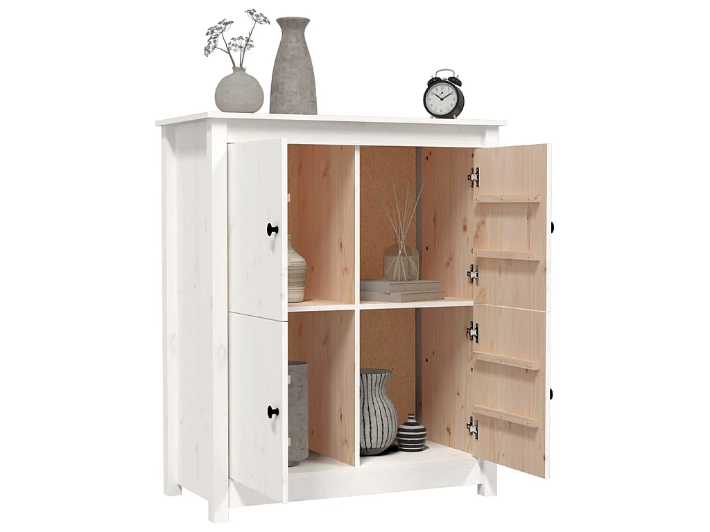 Sideboard Weiß 83x41,5x100 cm Massivholz Kiefer