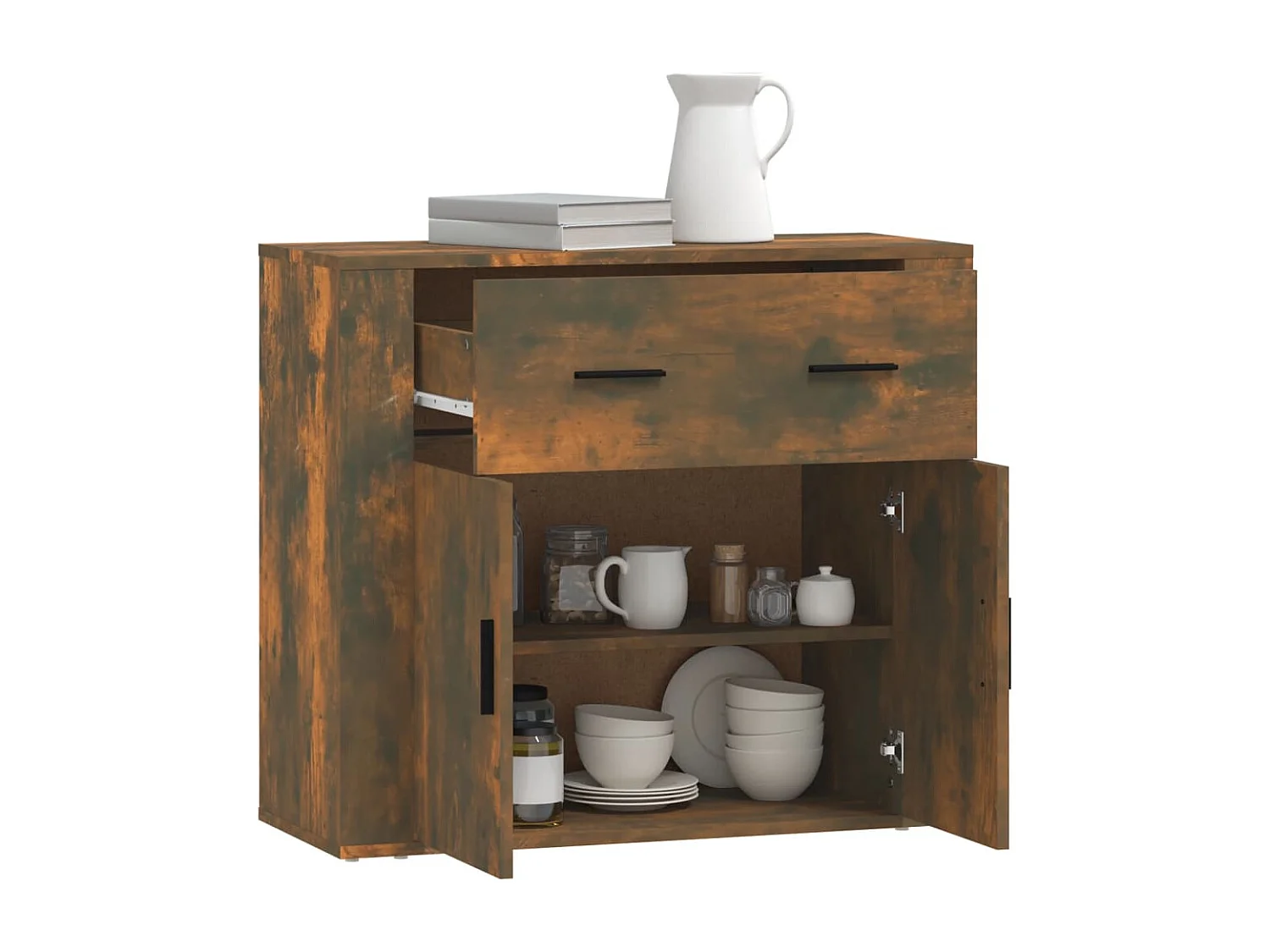 Buffet Chêne fumé 80x33x70 cm Bois d'ingénierie