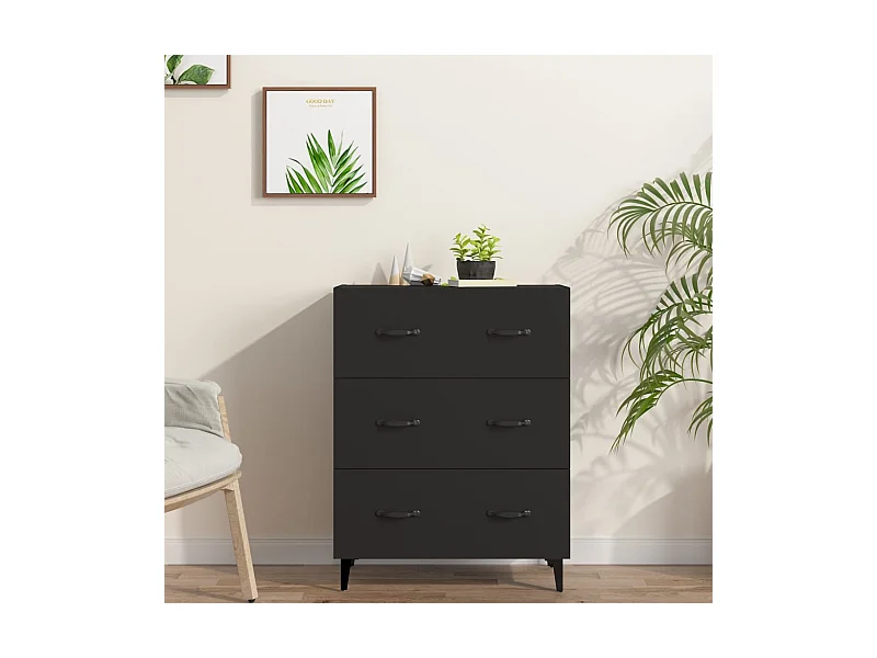 Credenza Nera 69,5x34x90 cm in Legno Multistrato