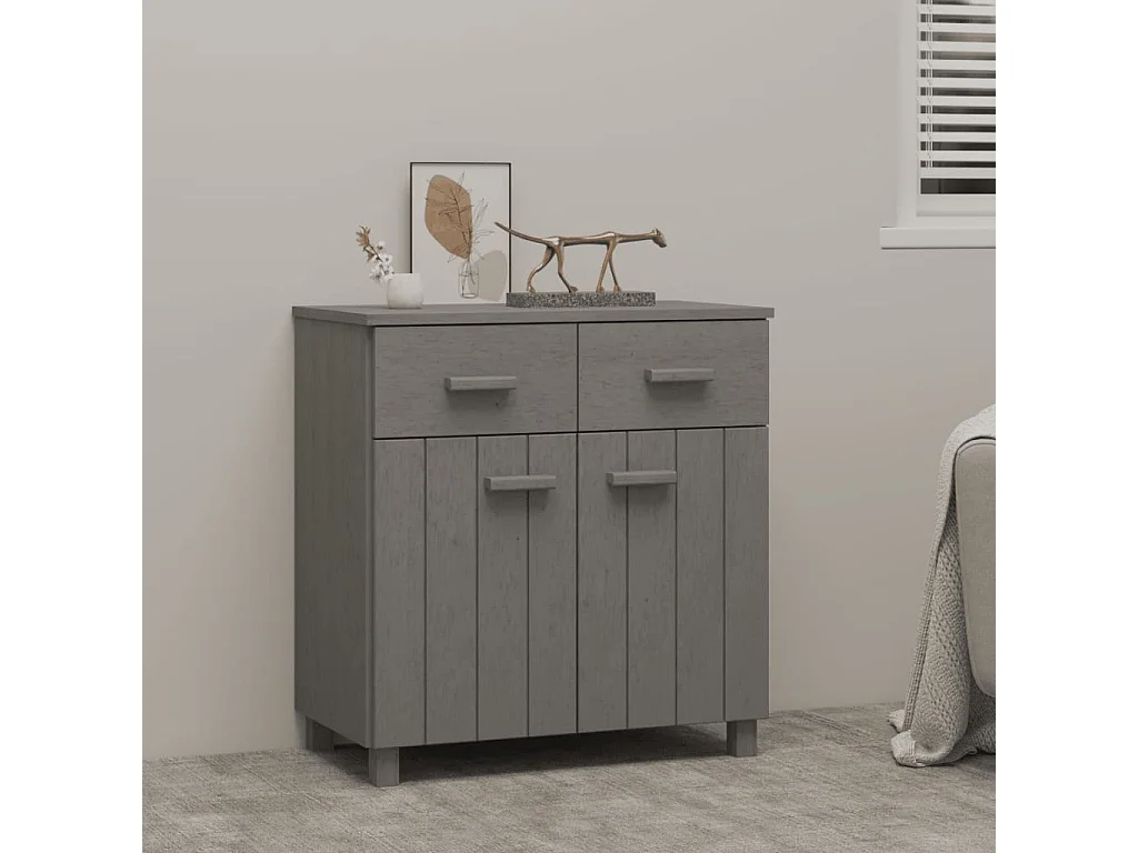 Buffet HAMAR Gris clair 79x40x80 cm Bois massif de pin