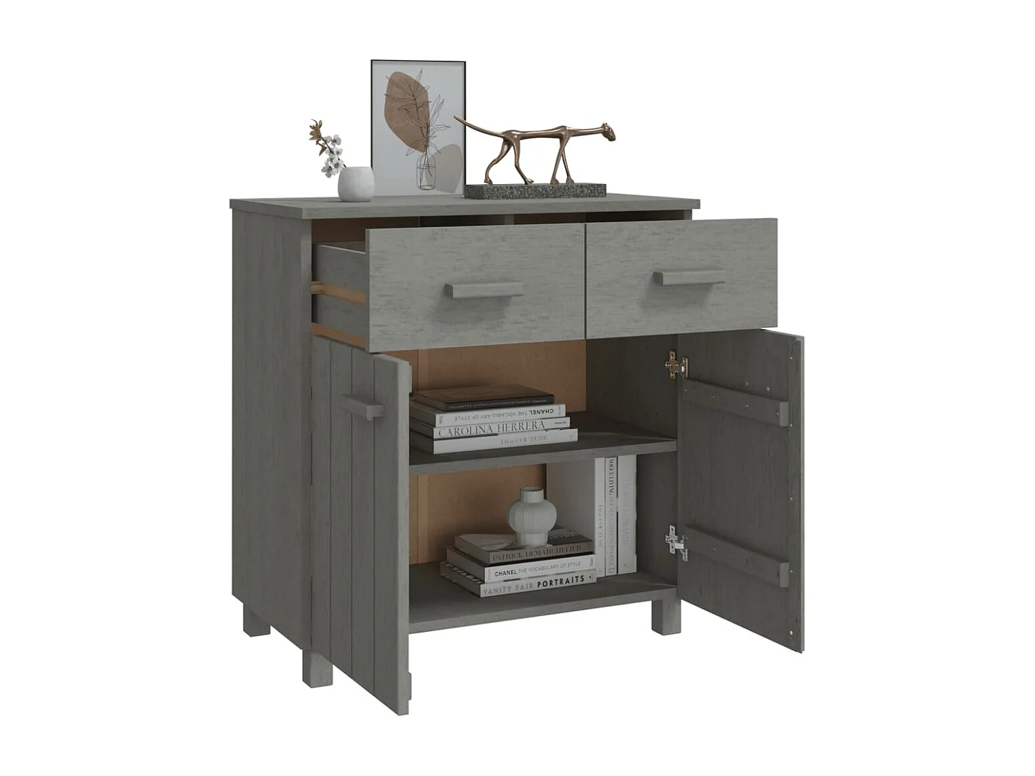 Buffet HAMAR Gris clair 79x40x80 cm Bois massif de pin