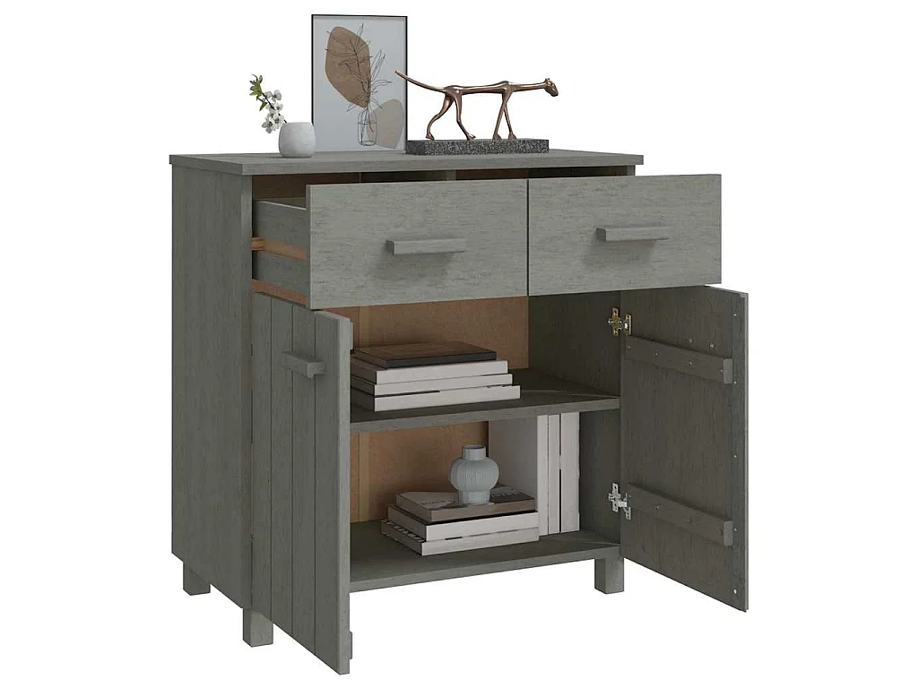 Dressoir HAMAR 79x40x80 cm massief grenenhout lichtgrijs