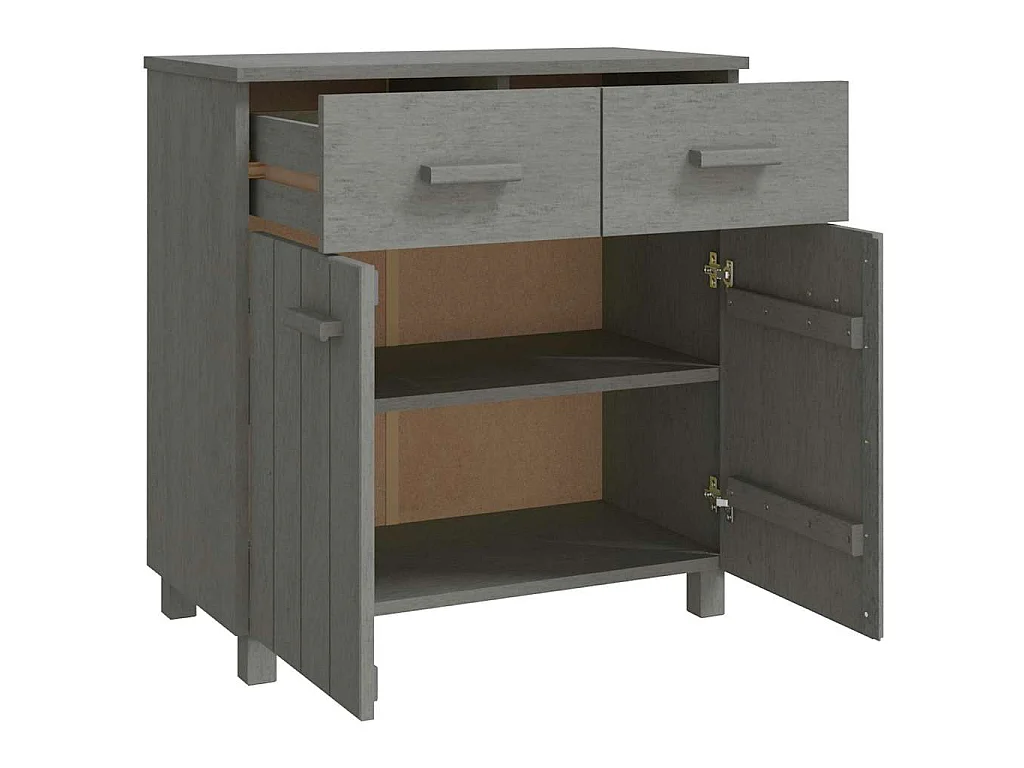 Dressoir HAMAR 79x40x80 cm massief grenenhout lichtgrijs