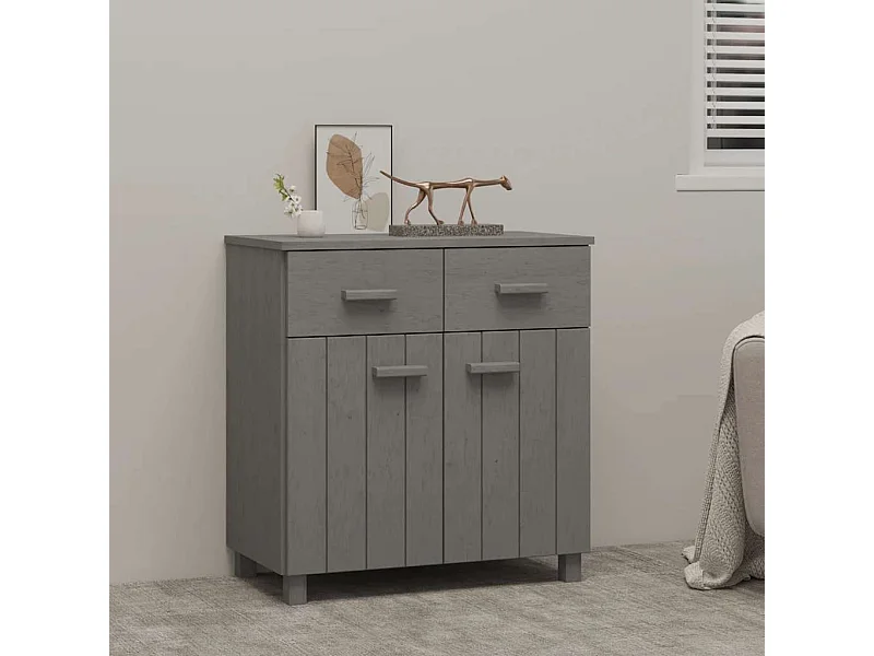 Buffet HAMAR Gris clair 79x40x80 cm Bois massif de pin