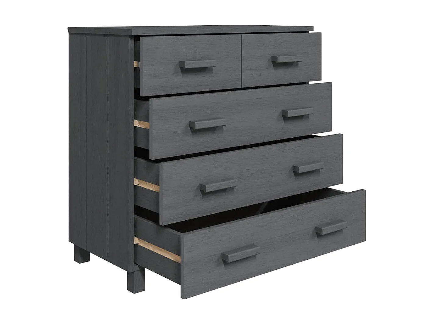 Sideboard HAMAR Dunkelgrau 79x40x80 cm Massivholz Kiefer