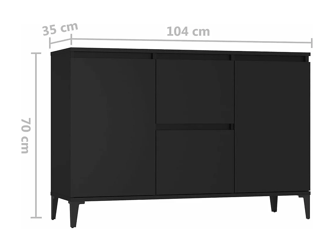 Dressoir 102x35x70 cm bewerkt hout zwart