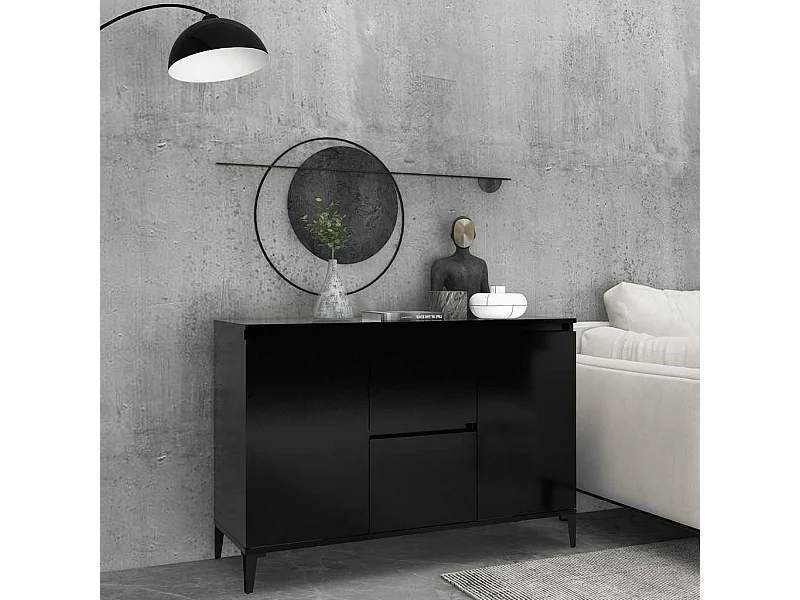 Credenza Nera 102x35x70 cm in Legno Multistrato