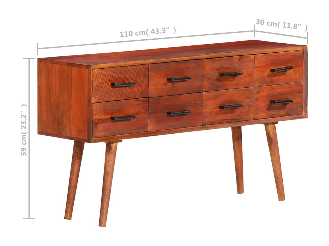 Credenza 110x30x59 cm in Legno Massello di Mango