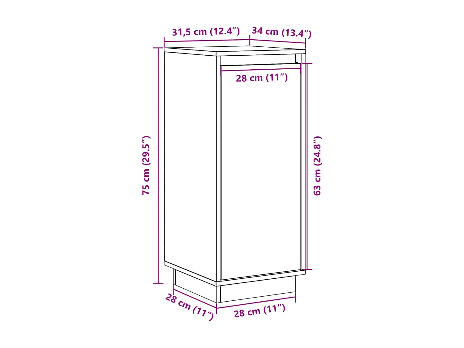 Dressoirs 2 st 31,5x34x75 cm massief grenenhout