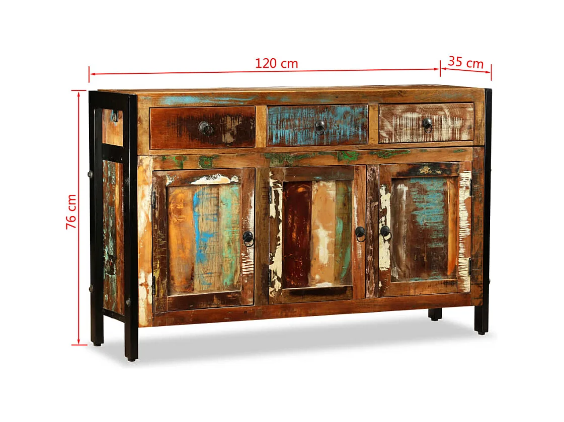 Sideboard Altholz Massiv 120x35x76 cm