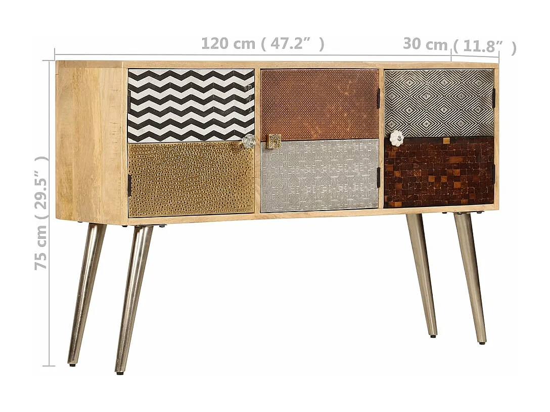 Buffet 120x30x75 cm bois de manguier massif