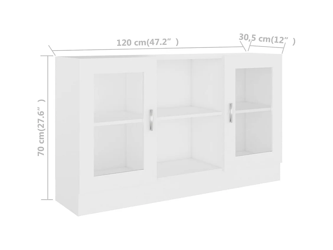 Armoire à vitrine Blanc 120x30,5x70 cm Bois d'ingénierie