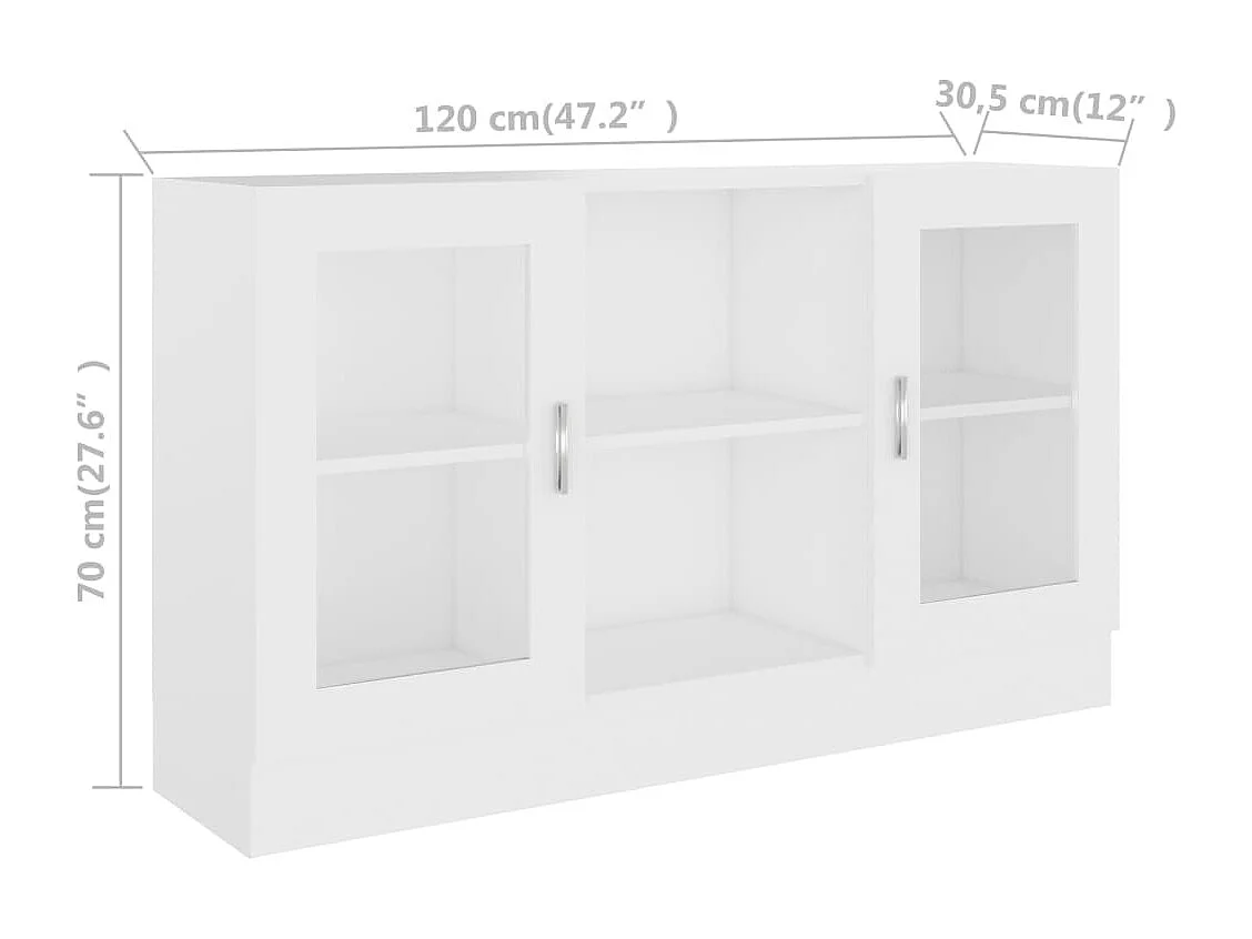 Armoire à vitrine Blanc 120x30,5x70 cm Bois d'ingénierie