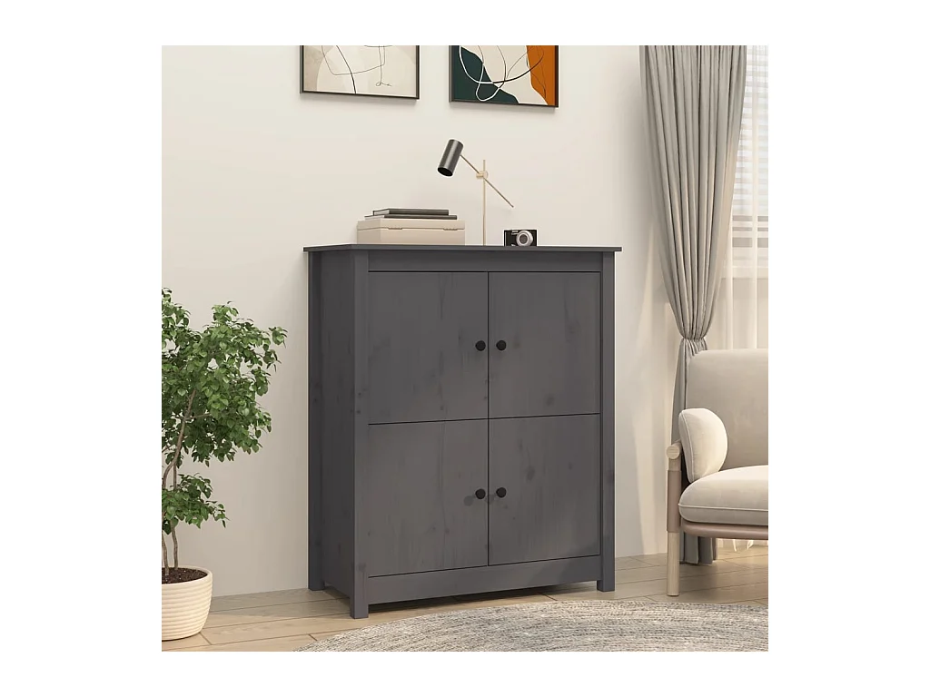 Buffet Gris 83x41,5x100 cm Bois massif de pin
