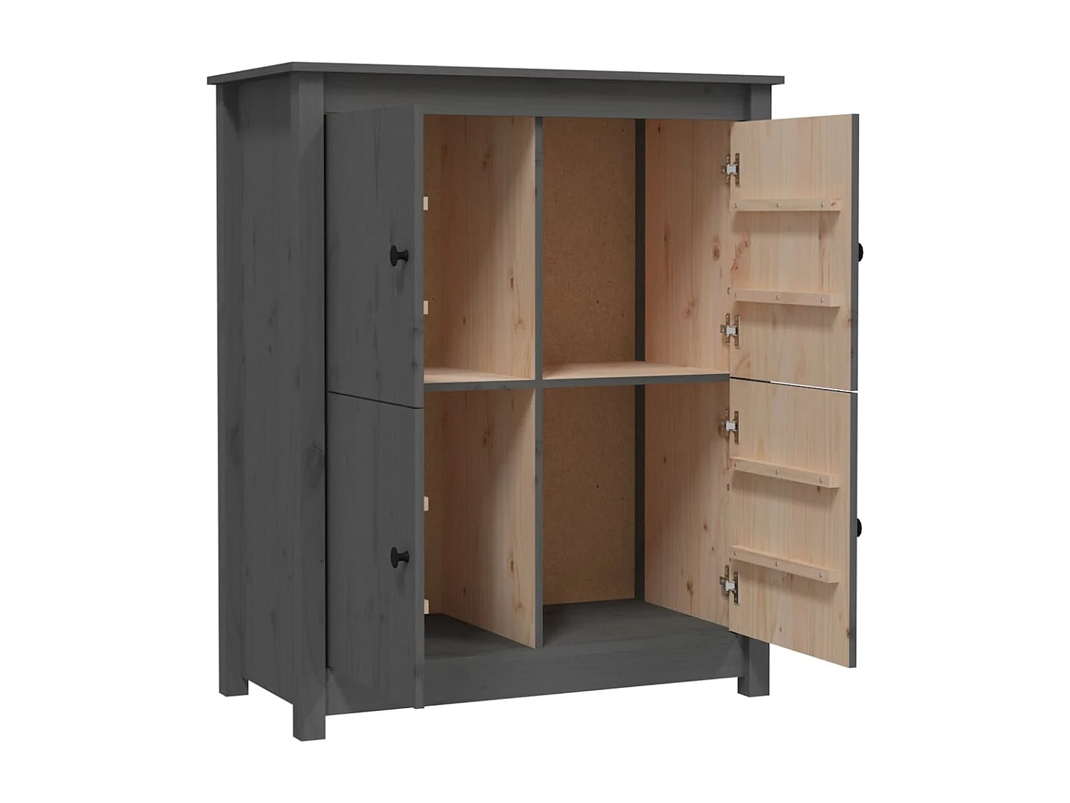 Sideboard Grau 83x41,5x100 cm Massivholz Kiefer