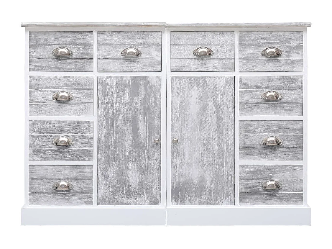Buffet avec 10 tiroirs Gris 113x30x79 cm Bois