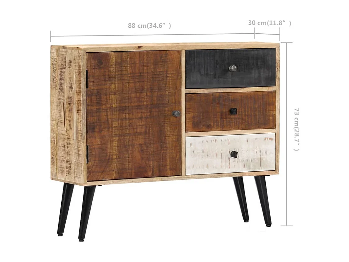 Aparador 88x30x73 cm madeira de mangueira maciça